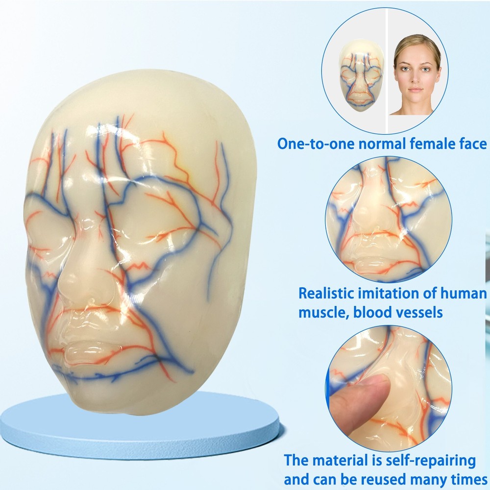 Multi-Functional Silicone Face Injection Model for Filler, Suture & Thread Train