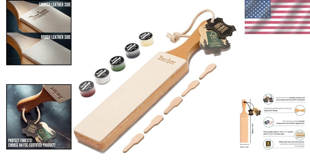 Handmade Leather Strop with Stropping Compound