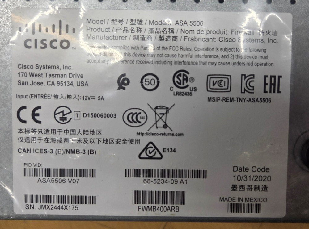 New CISCO ASA5506 Network Security Firewall