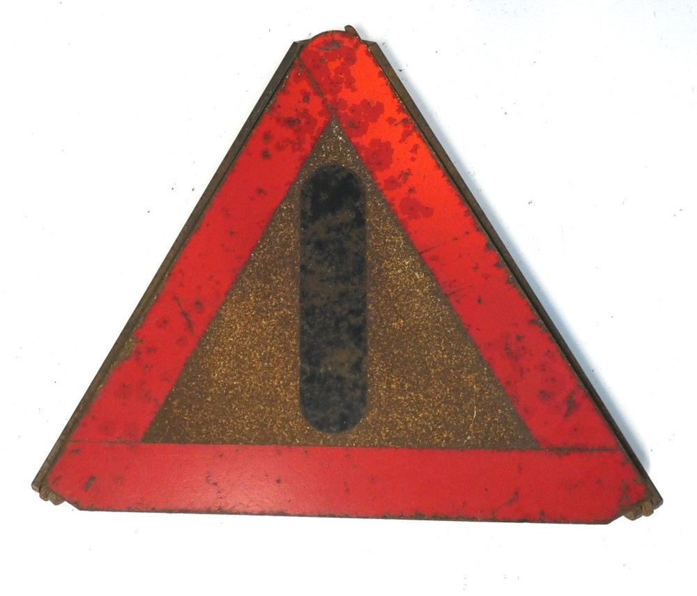 Classic car vintage warning triangle solid