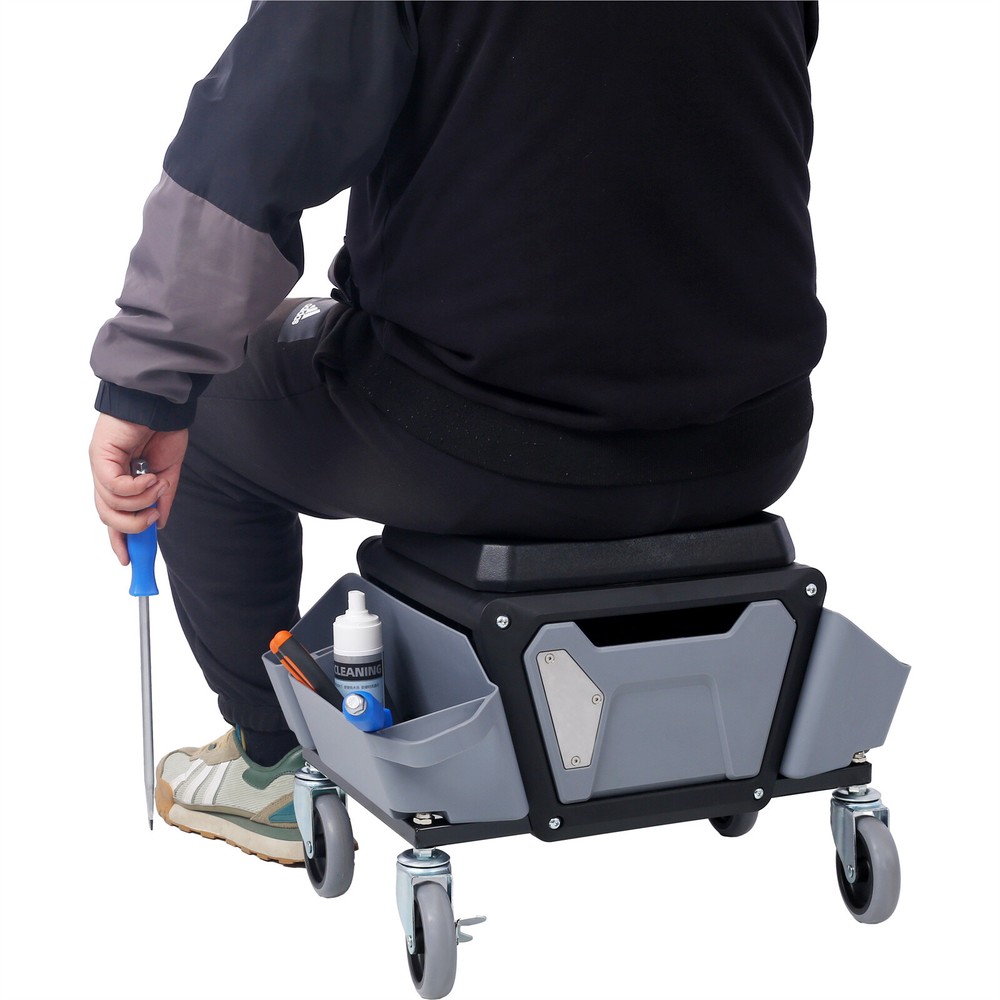 Garage Stool with Wheels Rolling Creeper with Soft Rubber Cushion Seating