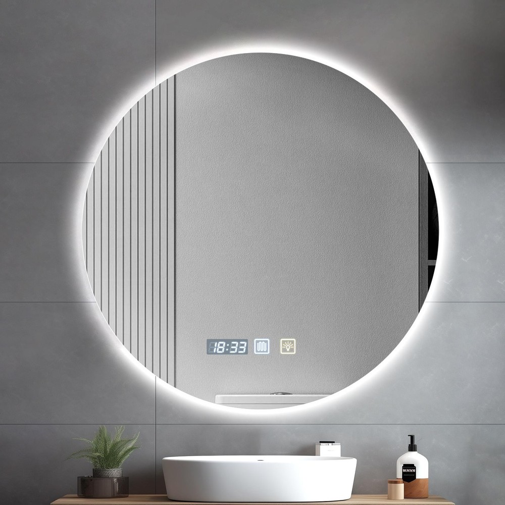 3 Color LED Lighted Bathroom Mirror,Smart Memory Function,Anti-Fog Vanity Mirror