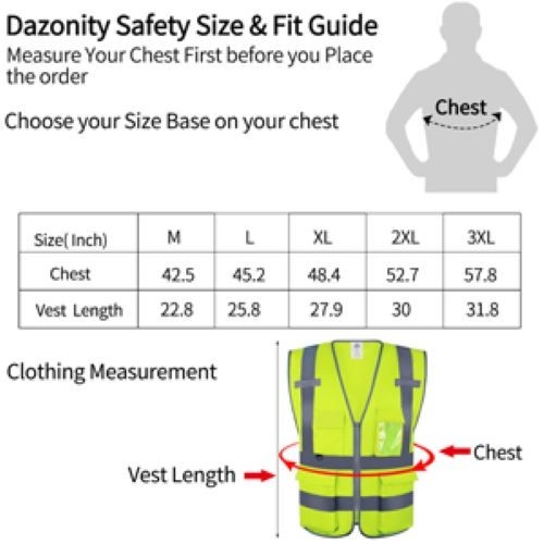 Dazonity High Visibility Mesh Safety Vest with Multi Pockets-Orange/XL
