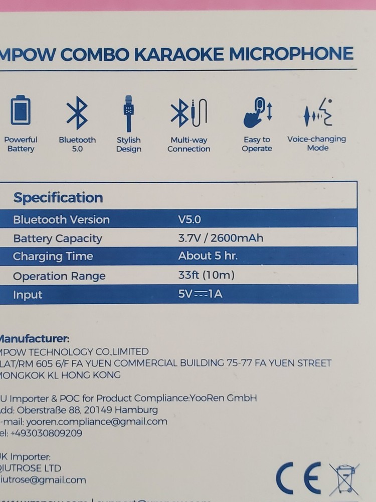 wireless bluetooth handheld karaoke microphone
