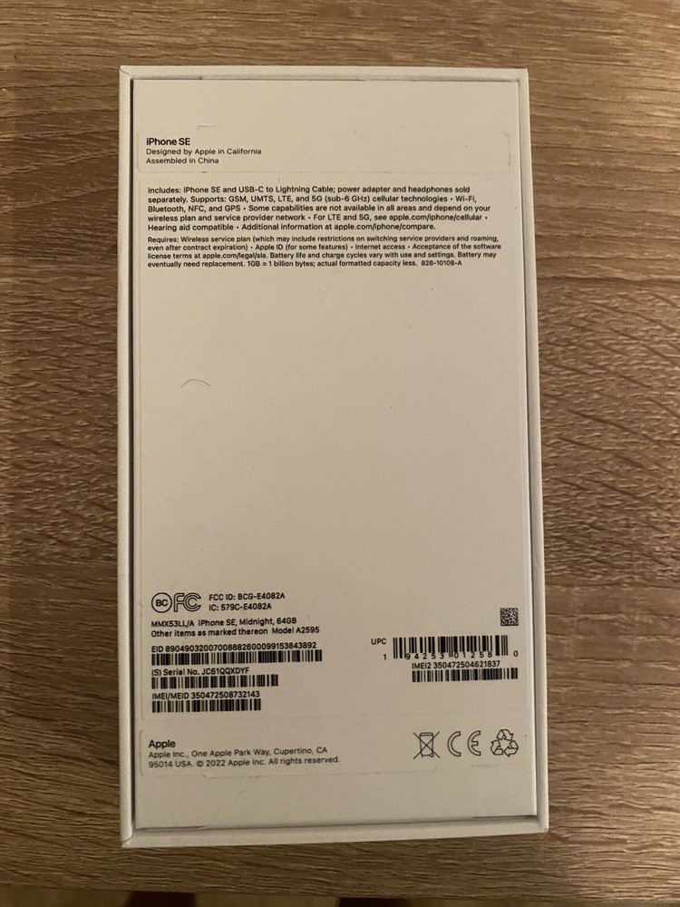 Apple iPhone SE 2020 BOX ONLY With Included Charging Cable