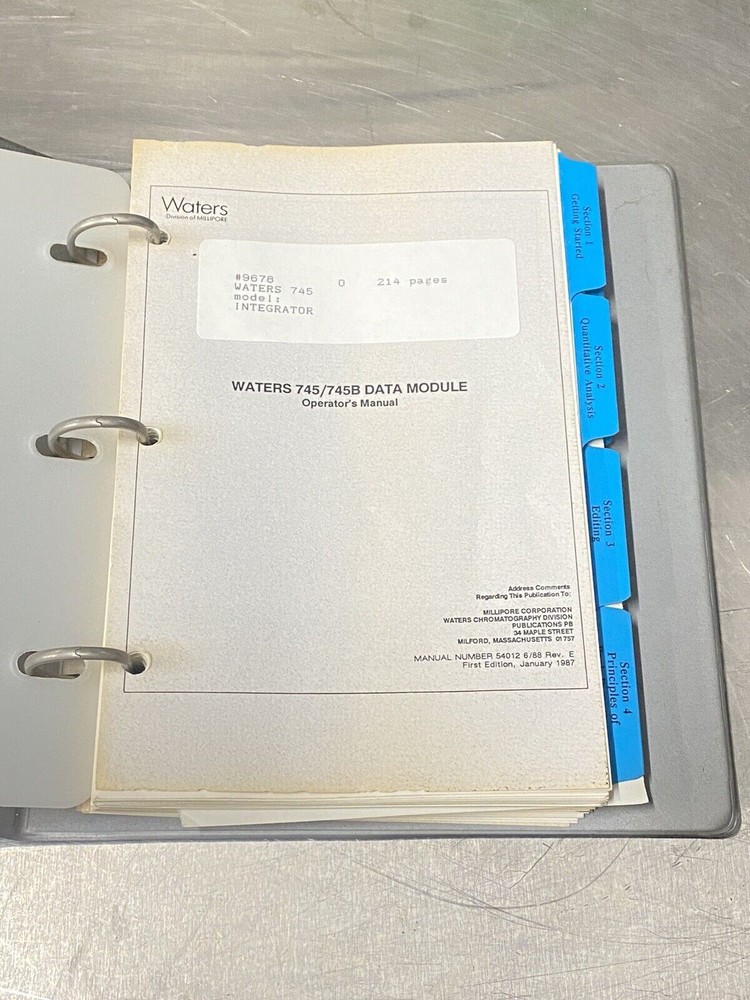 Waters 745 Integrator Data Module 745B- Users Guide / Instruction Book / Manuals