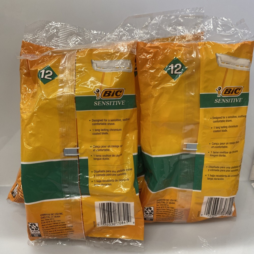 4X BIC Classic Razor Sensitive Skin 12 packs Each