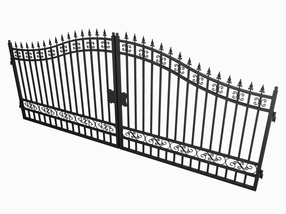 20FT Iron Driveway Gate Double Swing Rustproof for Garden & Yard