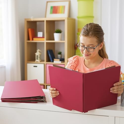 24 Pcs Classification Folders Letter Sizes Pressboard File Dark Red 2 Divider