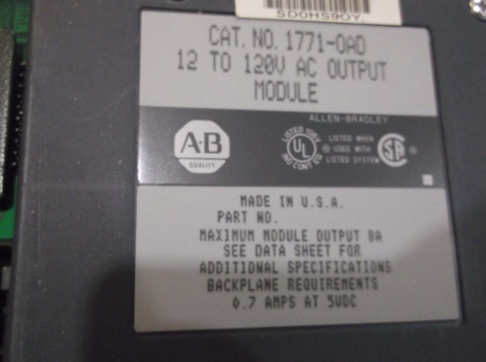 ALLEN BRADLEY 1771-OAD AC OUTPUT MODULE PLC (856)