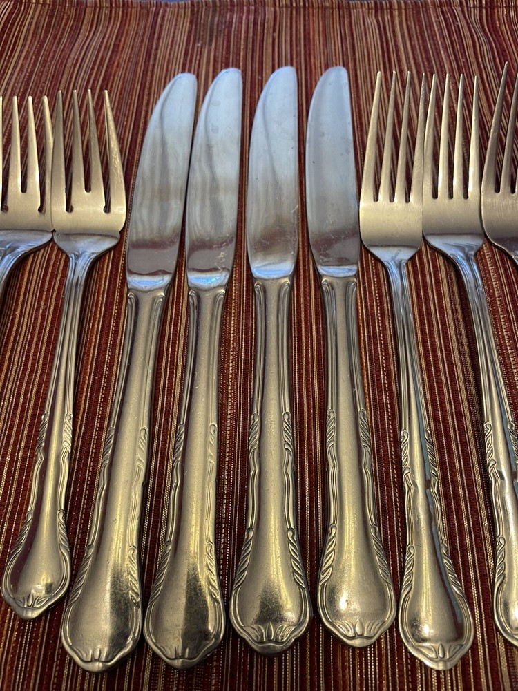 12 Pfaltzgraff PRESLEY Stainless Flatware Replacement Dinner Salad Forks Knives