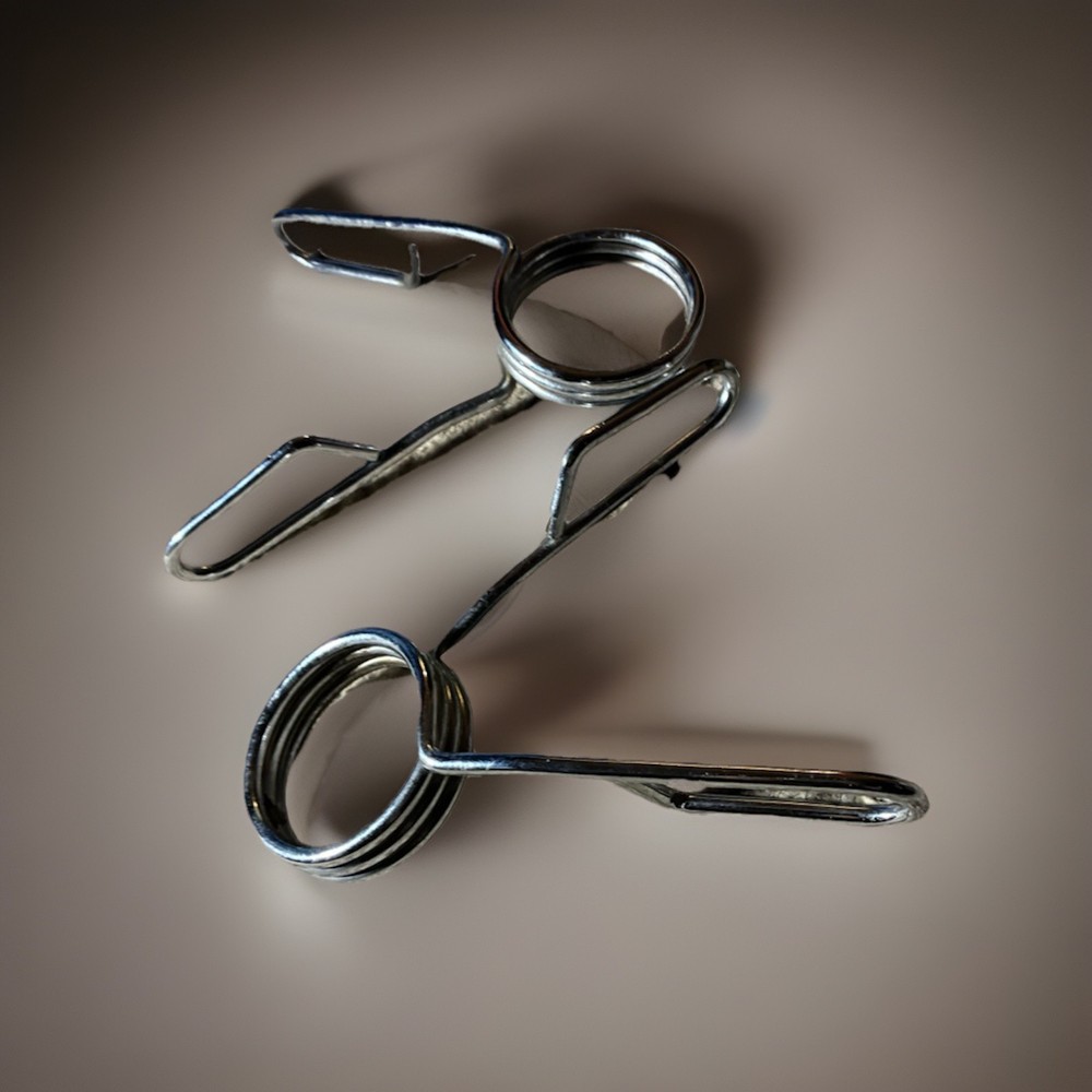 Standard Chrome Barbell Collars Pair Silver Weight Lifting Gym Training