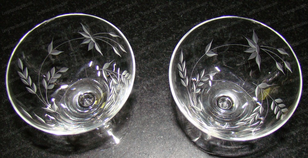 Miniature Etched Wheat CRYSTAL Stemware (2pcs) Cocktail, Wine...