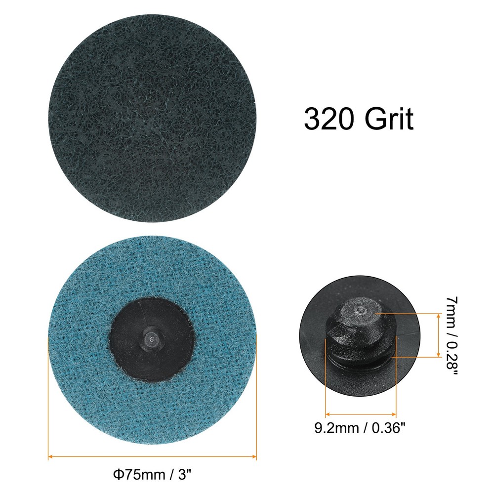 25pcs 3" 320 Grit Quick Change R-Type Sanding Discs, Blue
