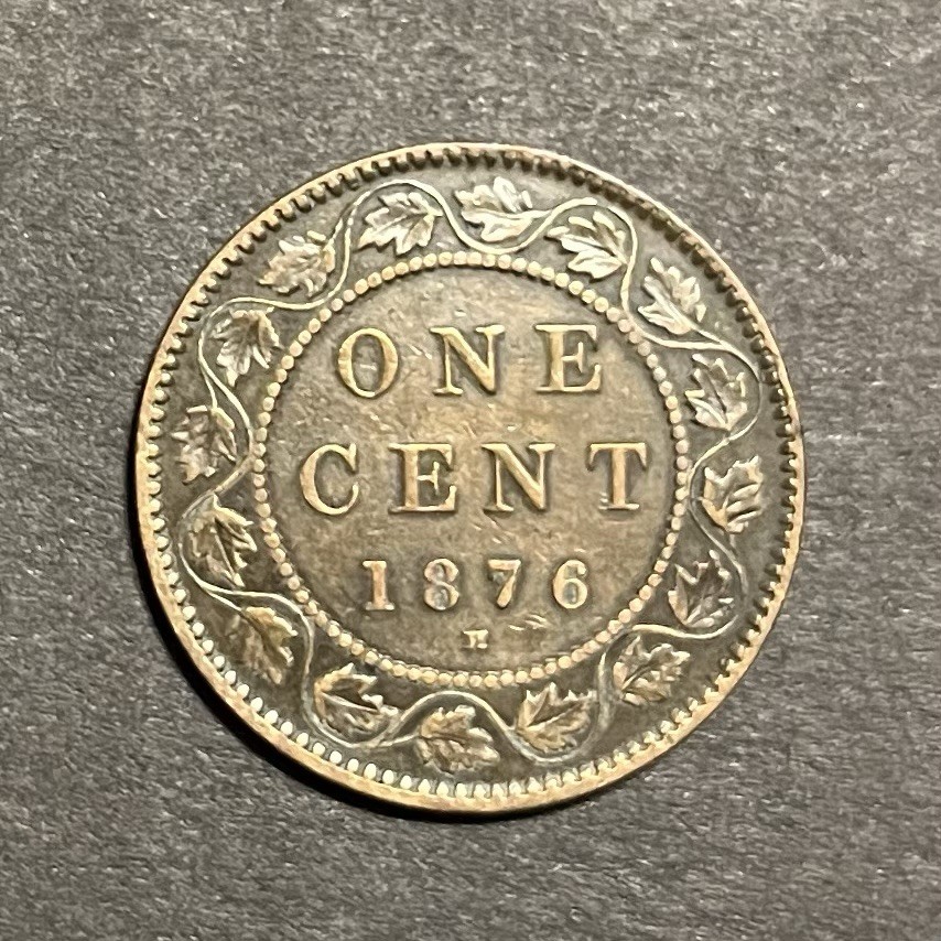 1876-H Canada One Cent Nice Original RD / BN Uncirculated Luster KM-7
