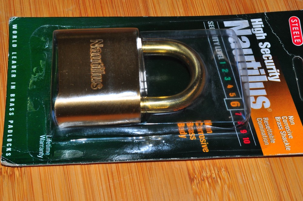 Steele Lock Nautilus Maximum Security Combination Brass 2" Padlock BRASS SHACKLE
