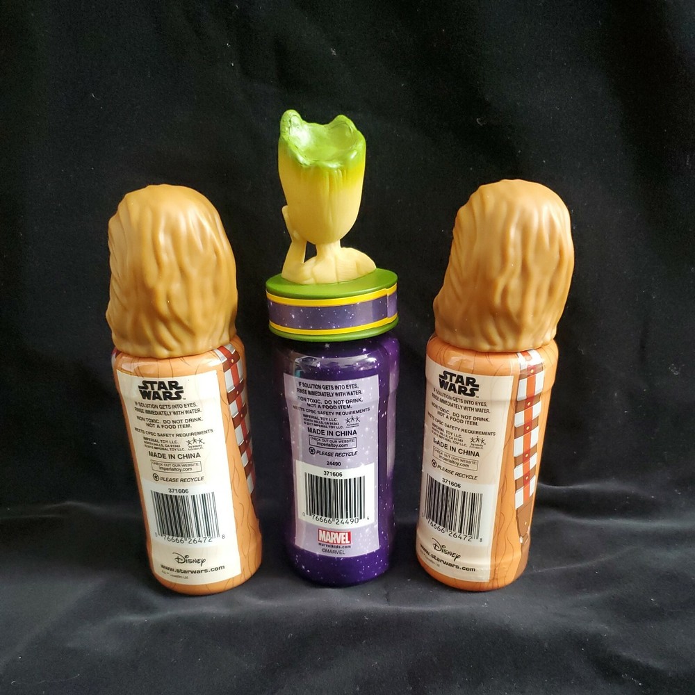 3pc "Super Miracle Bubbles" Groot/Marvel & Chewbacca/Star Wars-Disney 8oz Sealed