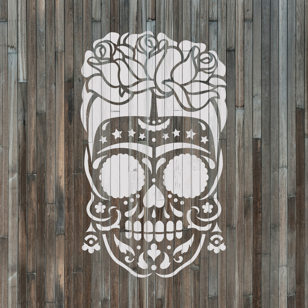 Sugar Skull Frida Stencil - Durable & Reusable Mylar Stencils
