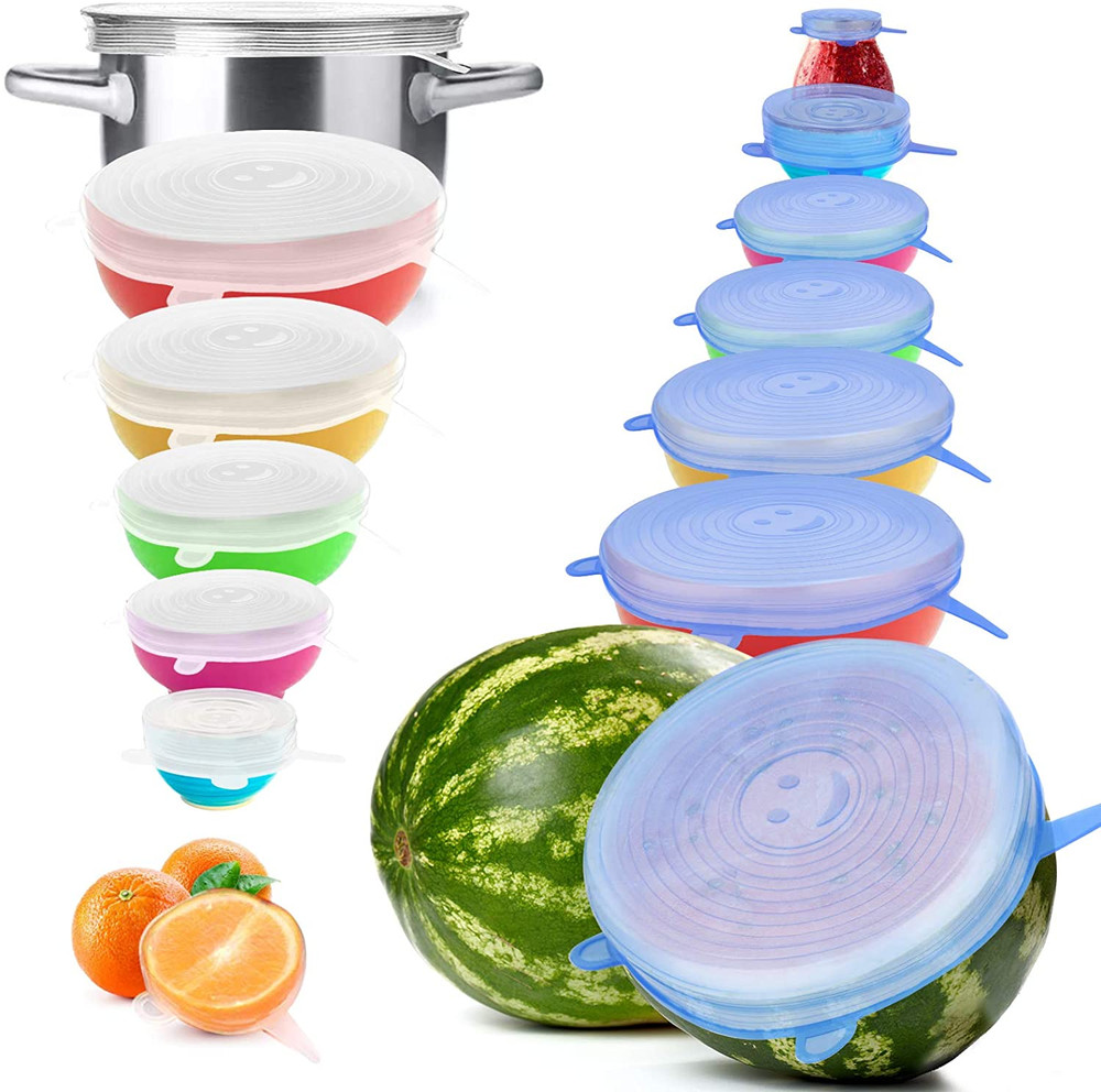 Tapas Silicona Reutilizables Pack 14 Redondas Flexibles Para Almacenaje Comida