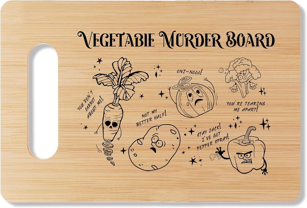Funny Bamboo Cutting Board Gift, Funny Vegetable Murder Board