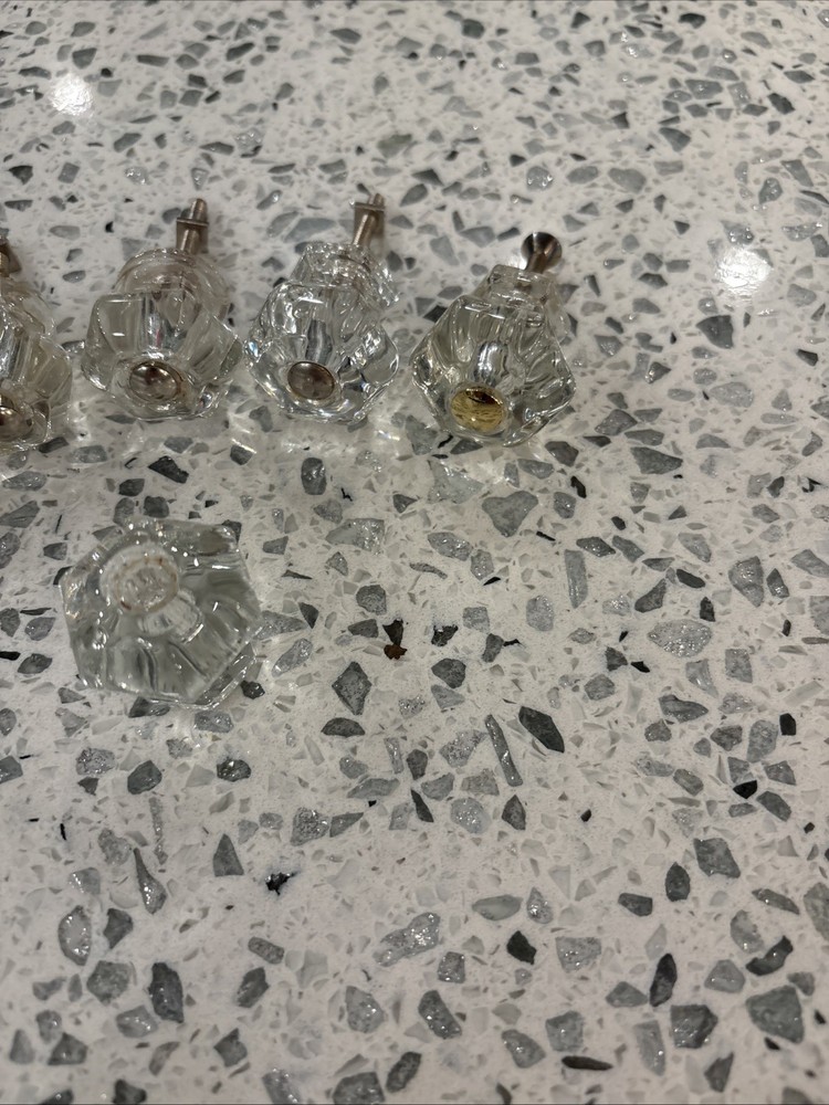 Vintage Clear Glass Knobs Lot 6x Pristine