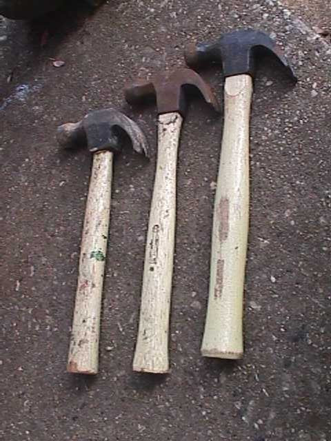 THREE VINTAGE CLAW HAMMERS