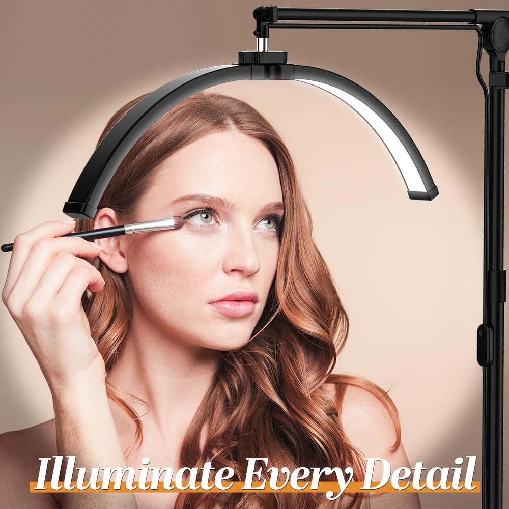 LateRep Half Moon Light, 3-Color Lash Light for Eyelash Tech, Foldable Black