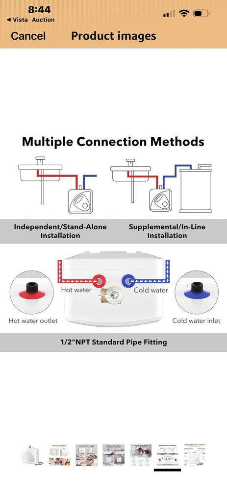 BN-LINK 2.7 Gallon Mini-Tank Water Heater, Under Sink Water Heater 120V 1440W