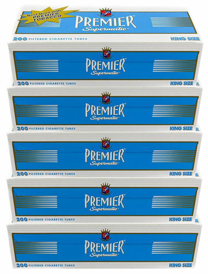 Premier Supermatic King Size Cigarette Filter Tubes Blue Light 5 Boxes - 3098-5