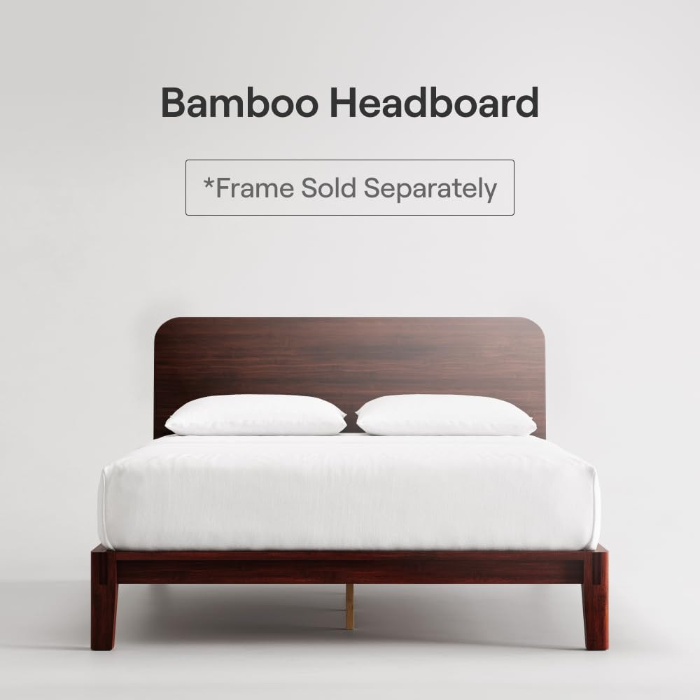 Walnut Bamboo Headboard for Full Bed - Easy Tool-Free Setup, Modern Design