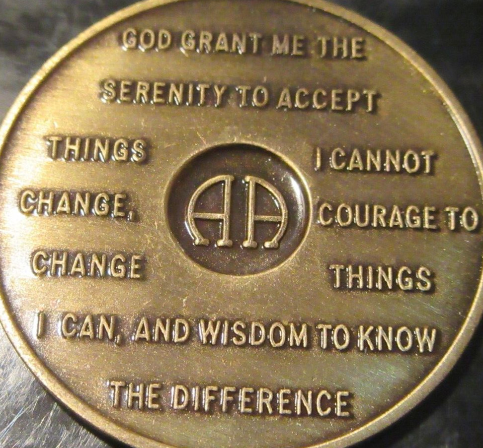 11 Year Alcoholics Anonymous  AA BACK Bronze HOW Medallion Chip Coin Token
