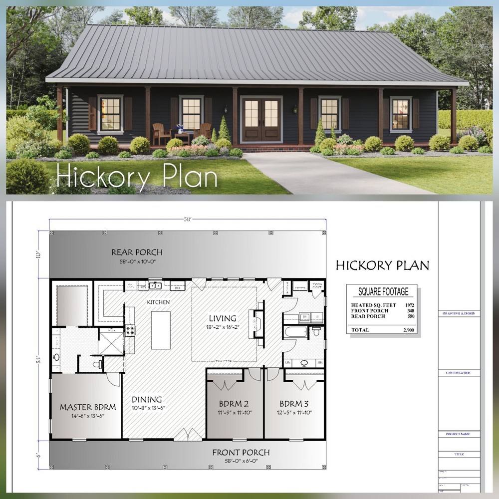 Hickory House Plan 1972 Heated Square Foot Plan