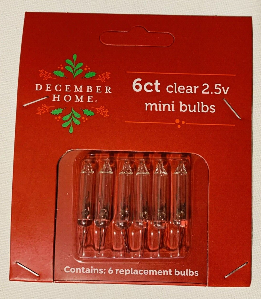 2.5 volt Christmas Light Bulbs Clear Mini for 50 100 Light String 6 pack T5