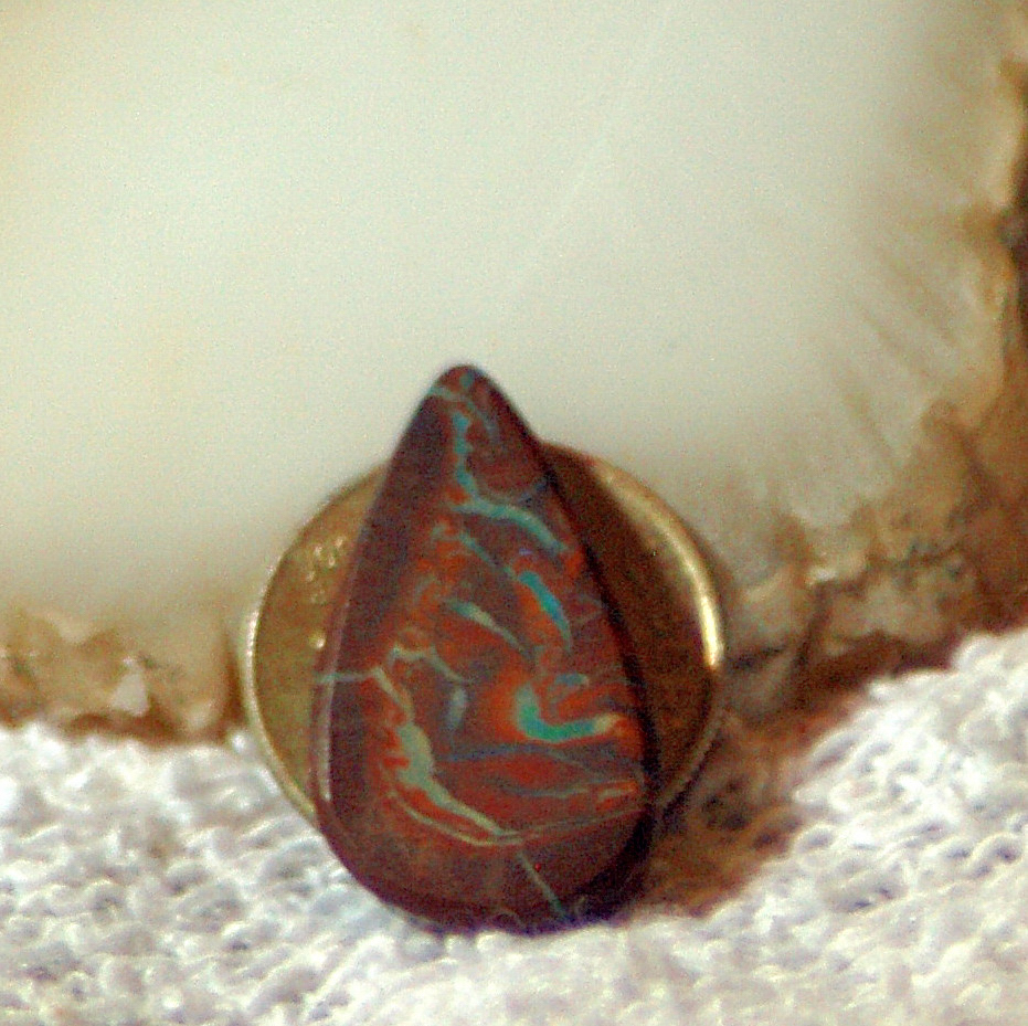 Koroit Boulder Opal freeform oval Cabochon green Fire