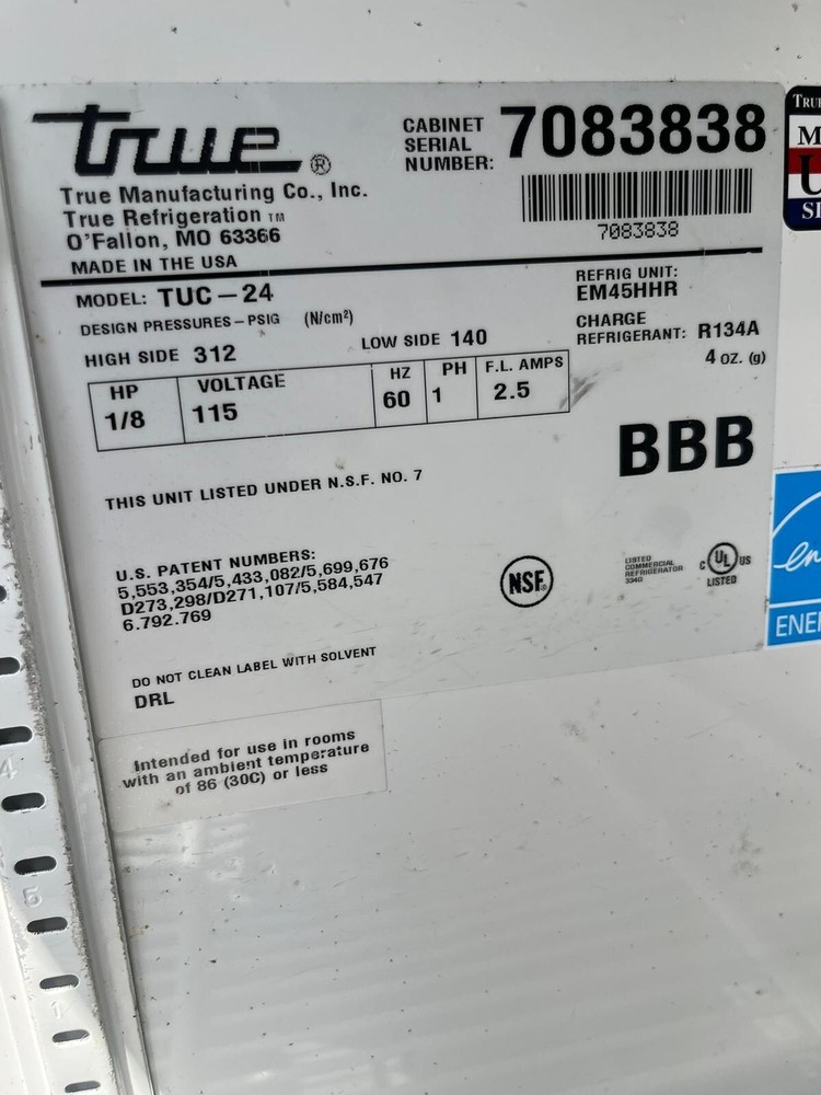 TRUE TUC-24, 24" W UNDERCOUNTER REFRIGERATOR