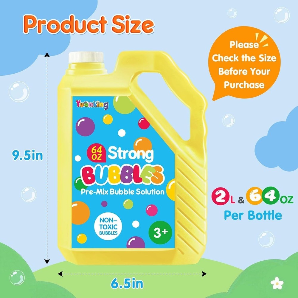 64 OZ Bubble Solution Refill Pre-Mix: Non-Toxic Bubbles for Kids Refills for ...