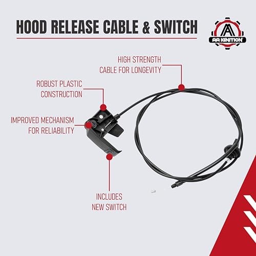 Hood Release Cable Pull Handle Assembly Replacement Fits Cadillac, Chevy and