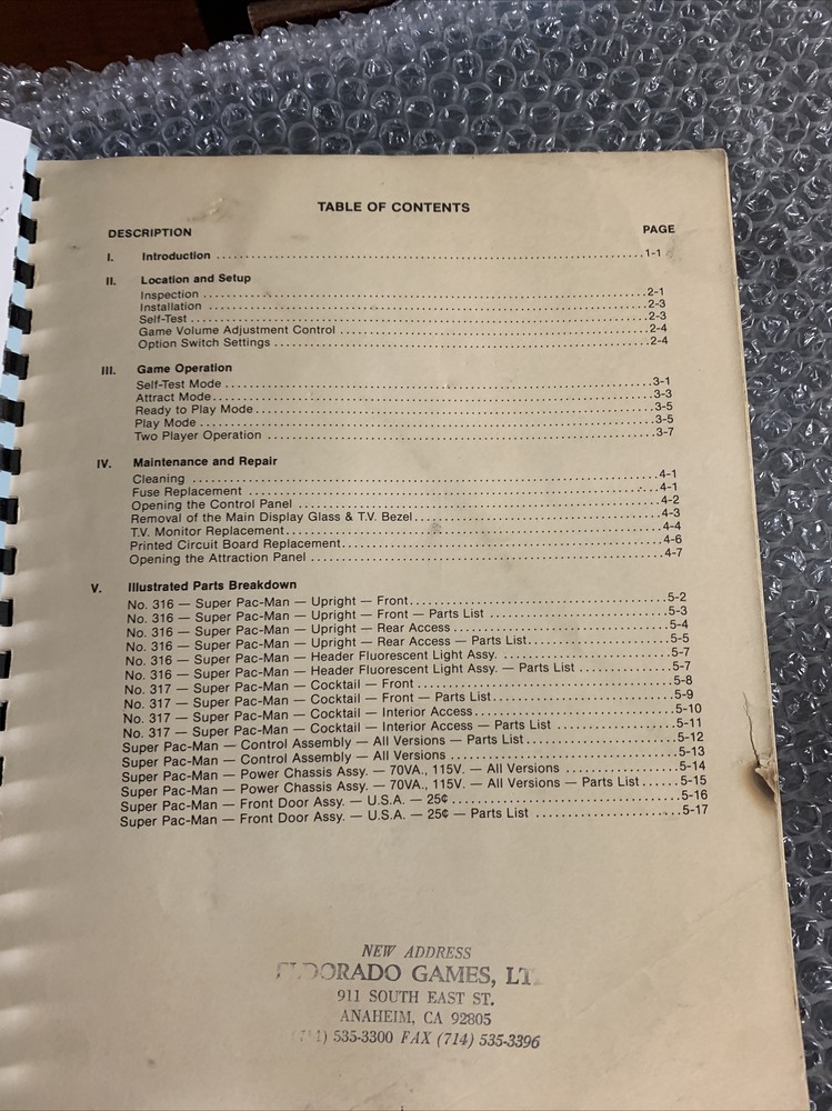 Original ARCADE GAME owners manual Missing Cover Super Pac Man Midway￼