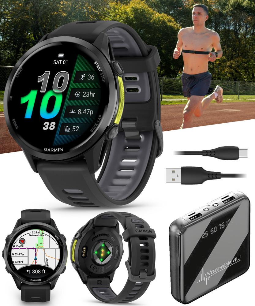 Garmin Forerunner 970 Premium Running GPS Smartwatch AMOLED | Wearable4U Bundle