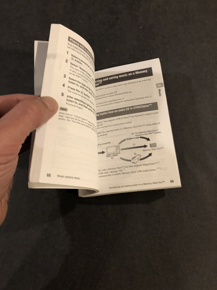 Psp System console instruction manual insert