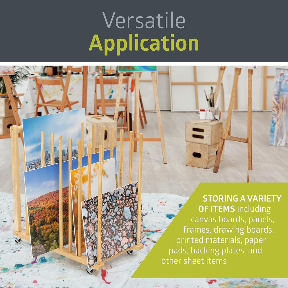Portable Art Storage Rack with Wheels & Handle for Studios and Classrooms