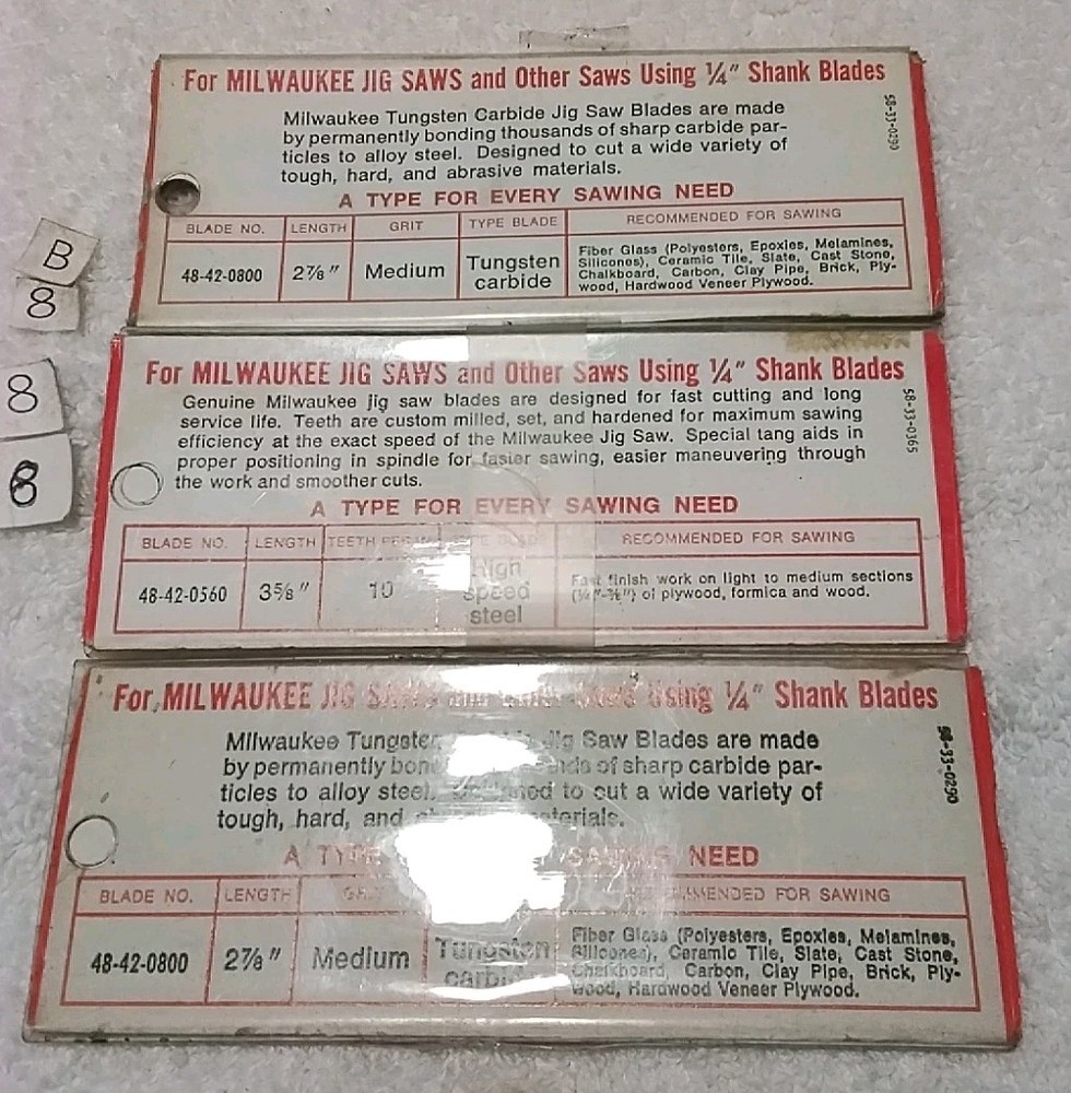 9pc MILWAUKEE UNIVERSAL JIGSAW BLADES "VINTAGE "