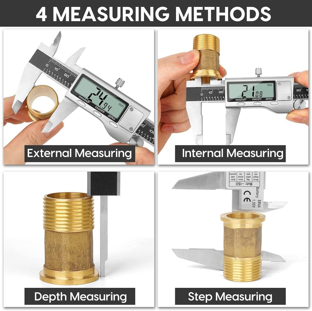 Digital Vernier Caliper Measuring Tool, 6-inch Caliper with Large LCD Display