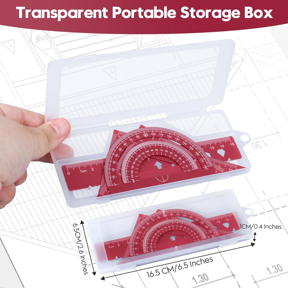 4Pcs Triangular Ruler Set Aluminum Alloy Ruler Geometry Set for Student Engineer