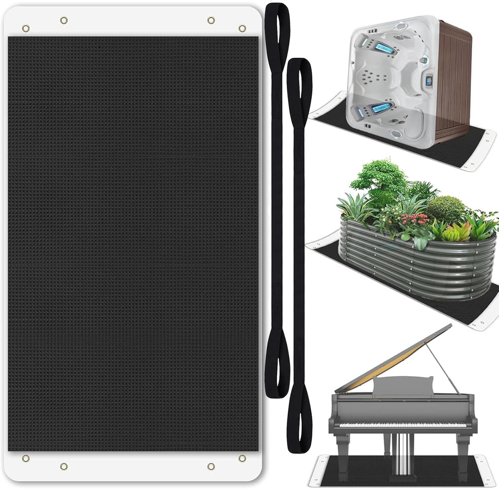 Oversized Spa Sled Mover Hot Tub Sled with Pull Cables Glide Mat Black-40"x110