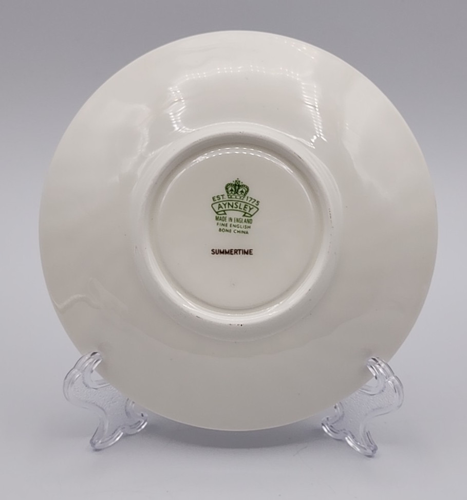 Aynsley Fine Bone China Summertime Pattern 5 Piece Place Setting READ BLUE