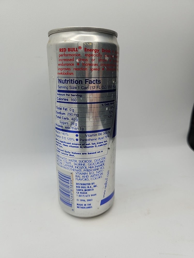 Vintage Red Bull Can 12oz Old Tab 2008 Exp VHTF