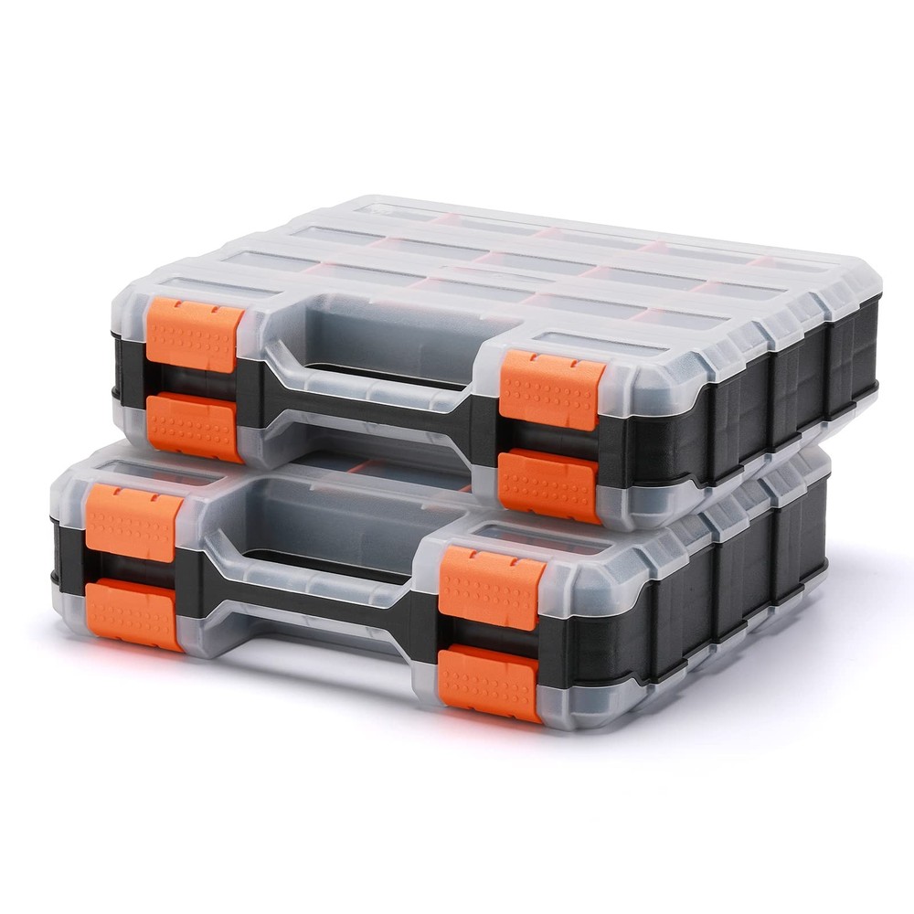 Double Side Tools Organizer 34 Compartment Plastic Dividers 2 Pack