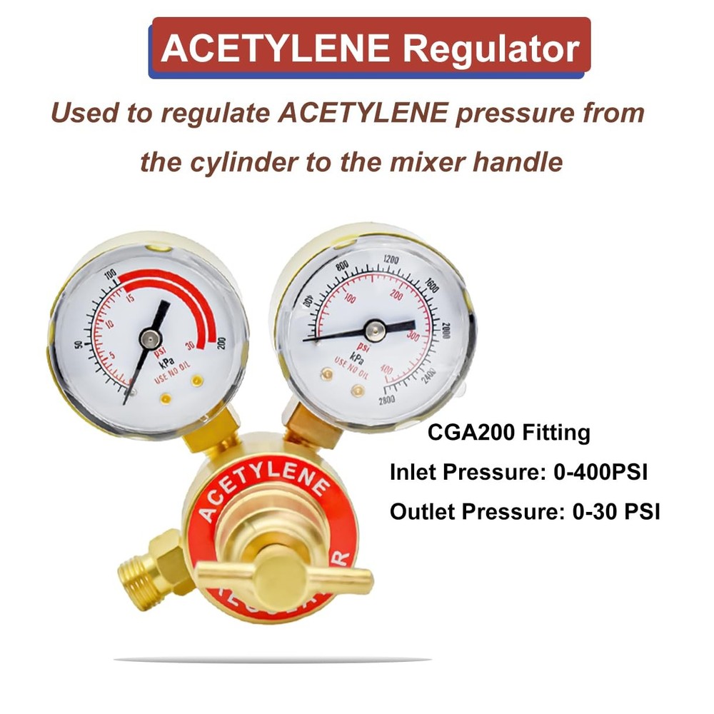 Oxy Acetylene Regulators, 2 Pieces Oxygen and Regulator Set, Green