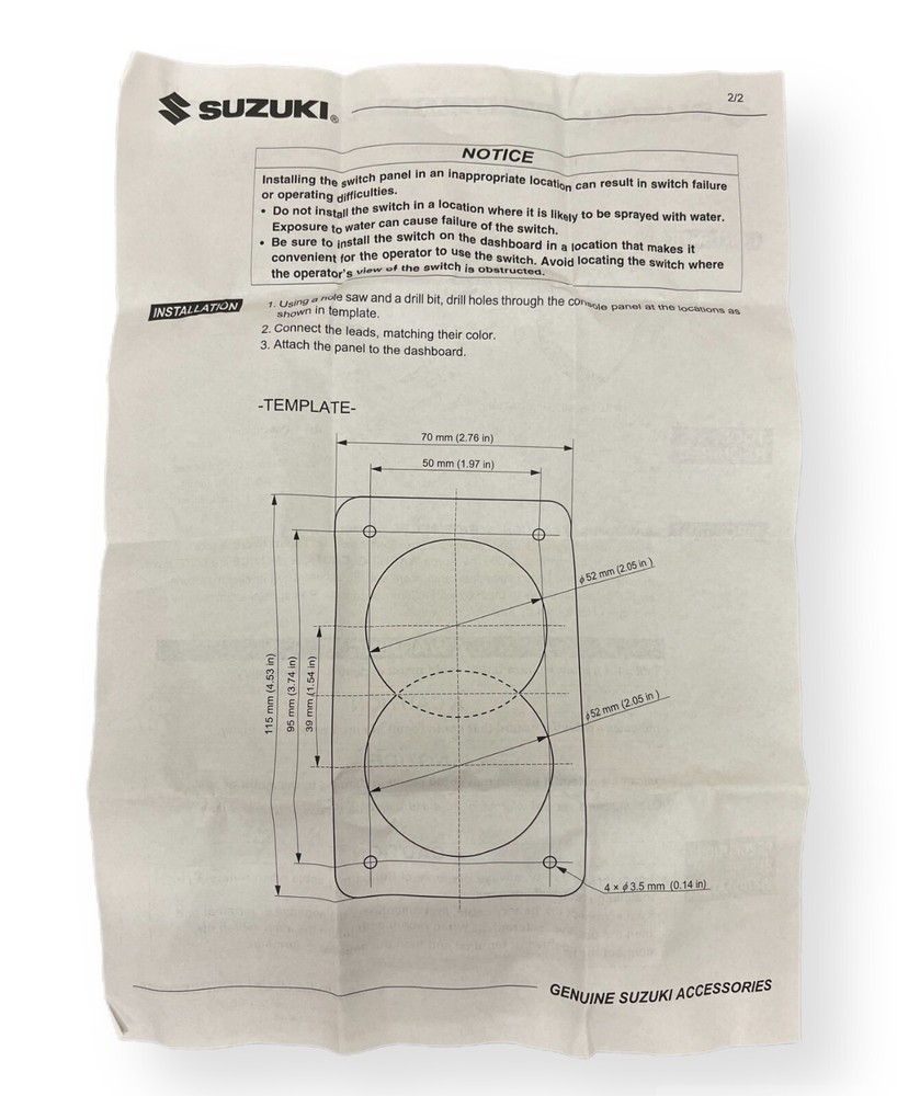Suzuki Outboard Single Ignition Key Switch Panel 37100-96J27